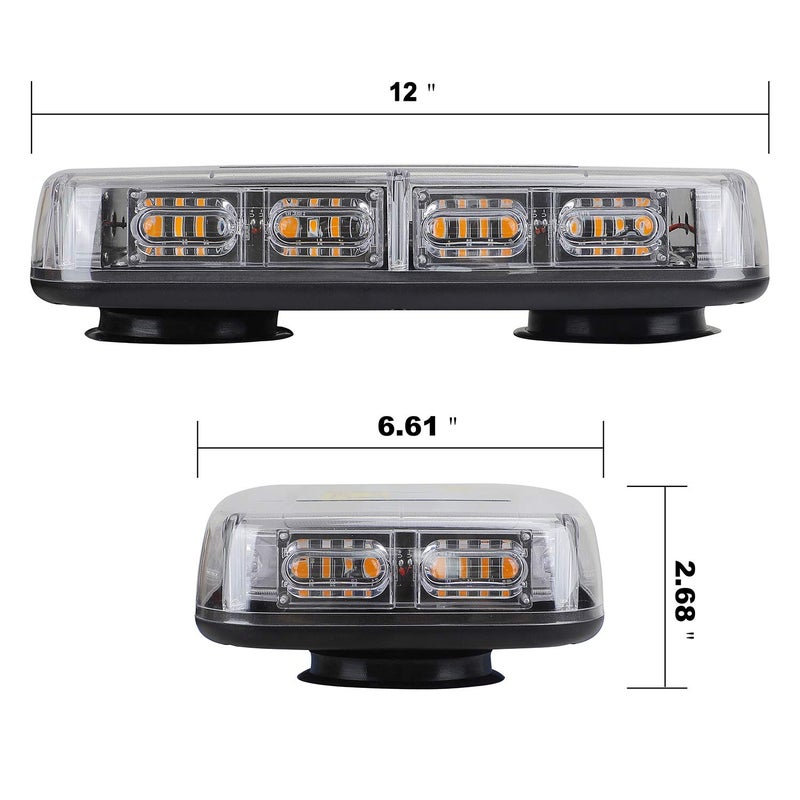 ASPL [Upgraded 5] 48LED Roof Top Strobe Lights, High Visibility Emergency Safety Warning LED Mini Strobe Light bar with Magnetic Base for 12-24V Snow Plow, Trucks, Construction Vehicles (Amber) - Image 3
